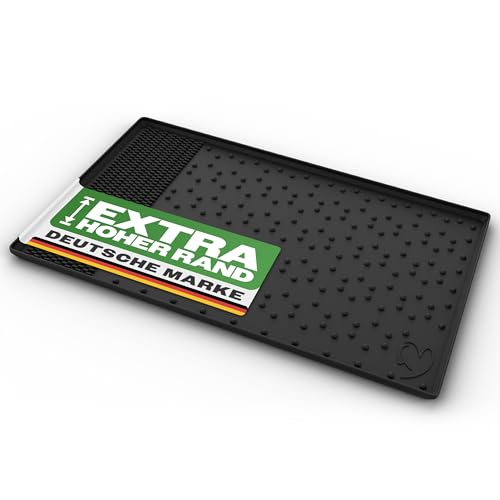 4IERHERZ Hundenapf Matte - Wasserdicht & rutschfest - Futtermatte für Hunde mit extra hohem Rand - Suchmatte - Vielseitig einsetzbar - rutschfeste Silikon Hundenapf Unterlage (schwarz, groß) von 4ierHerz