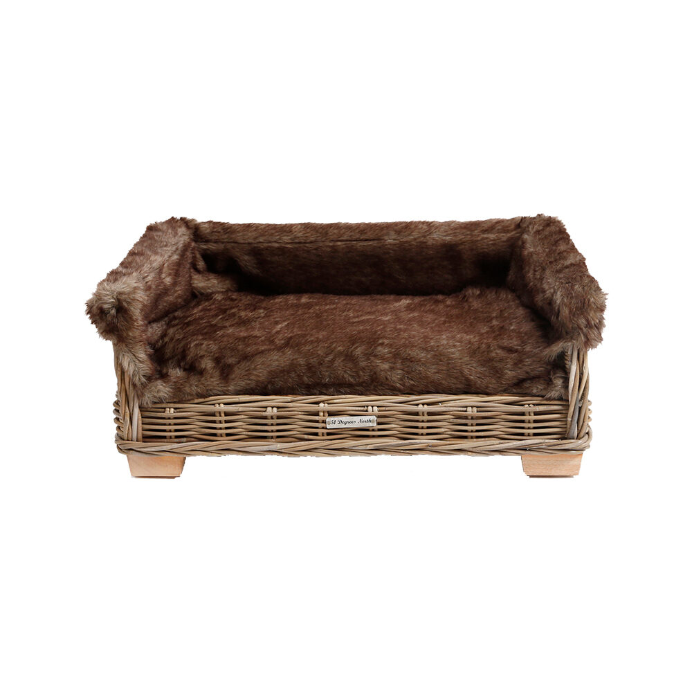 51 Degrees North - Rattan - Cover Bed - Fake Fur Brown - 90 cm von 51 Degrees North