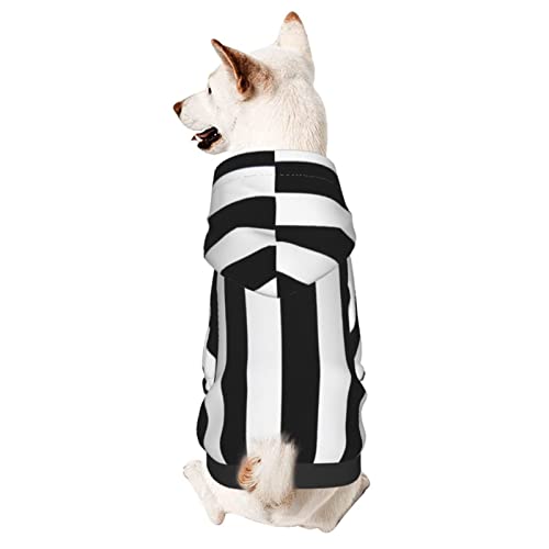 Hund Hoodie, Schwarze Und Weiße Streifen Pet Kleidung Warme Hunde Kapuzenpulli Atmungsaktiver Haustierbekleidung Für Welpen Mittelgroße Hunde Katze M von 550
