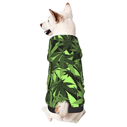 Hunde Kapuzenpullis Cannabisblatt Unkrautblatt Hund Hoodie Mantel Winter Schweiß Shirt Zweibeiniger Haustier Hoodies, Für Kleiner Hund, Katze, M von 803