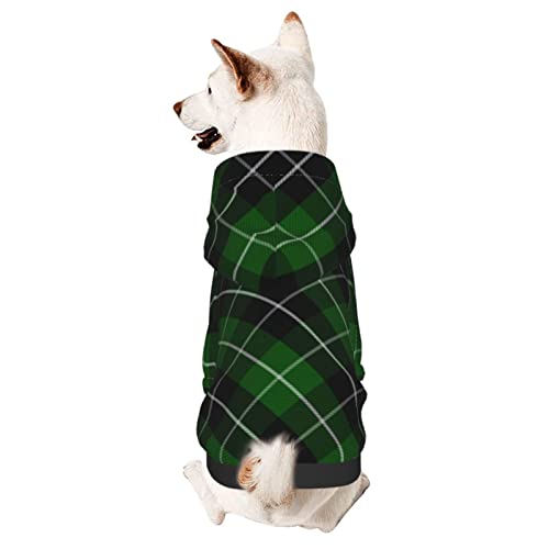 Hunde Kapuzenpullis Grüner Tartan Schwarz Plaid Kapuzen Hunde Sweatshirt Zubehör Haustierkleidung Für Hunde Sport Schweiß Shirt, Für Katze, Kleiner Hund, XXL von 803