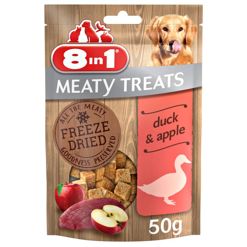 3 + 1 gratis! 4 x 50 g 8in1 Meaty Treats - Ente & Apfel 3 + 1 gratis! 4 x 50 g 8in1 Meaty Treats - Ente & Apfel von 8in1