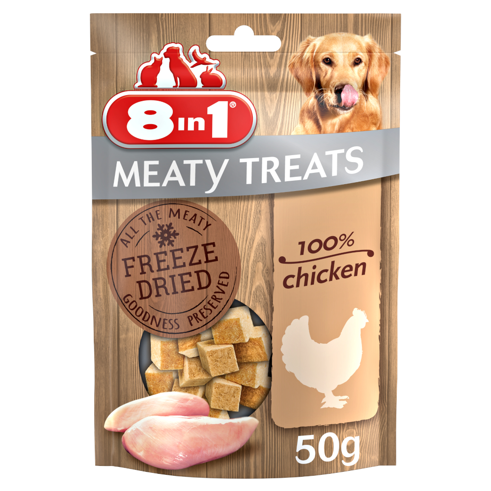 3 + 1 gratis! 4 x 50 g 8in1 Meaty Treats - Hähnchenbrust 3 + 1 gratis! 4 x 50 g 8in1 Meaty Treats - Hähnchenbrust von 8in1