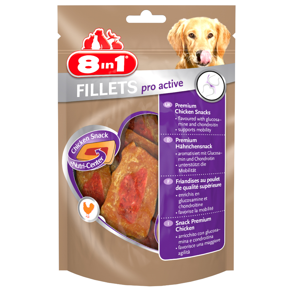 3 + 1 gratis! 4 x 80 g 8in1 Fillets Pro Snacks - Active 3 + 1 gratis! 4 x 80 g 8in1 Fillets Pro Snacks - Active von 8in1