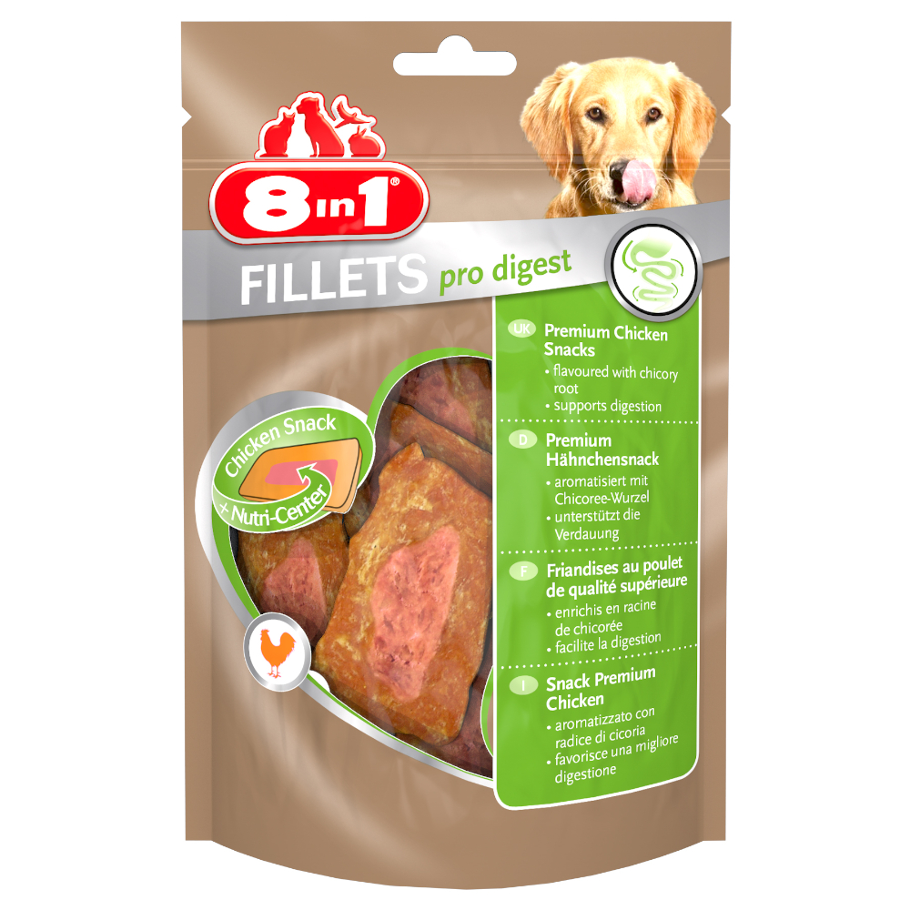 3 + 1 gratis! 4 x 80 g 8in1 Fillets Pro Snacks - Digest 3 + 1 gratis! 4 x 80 g 8in1 Fillets Pro Snacks - Digest von 8in1