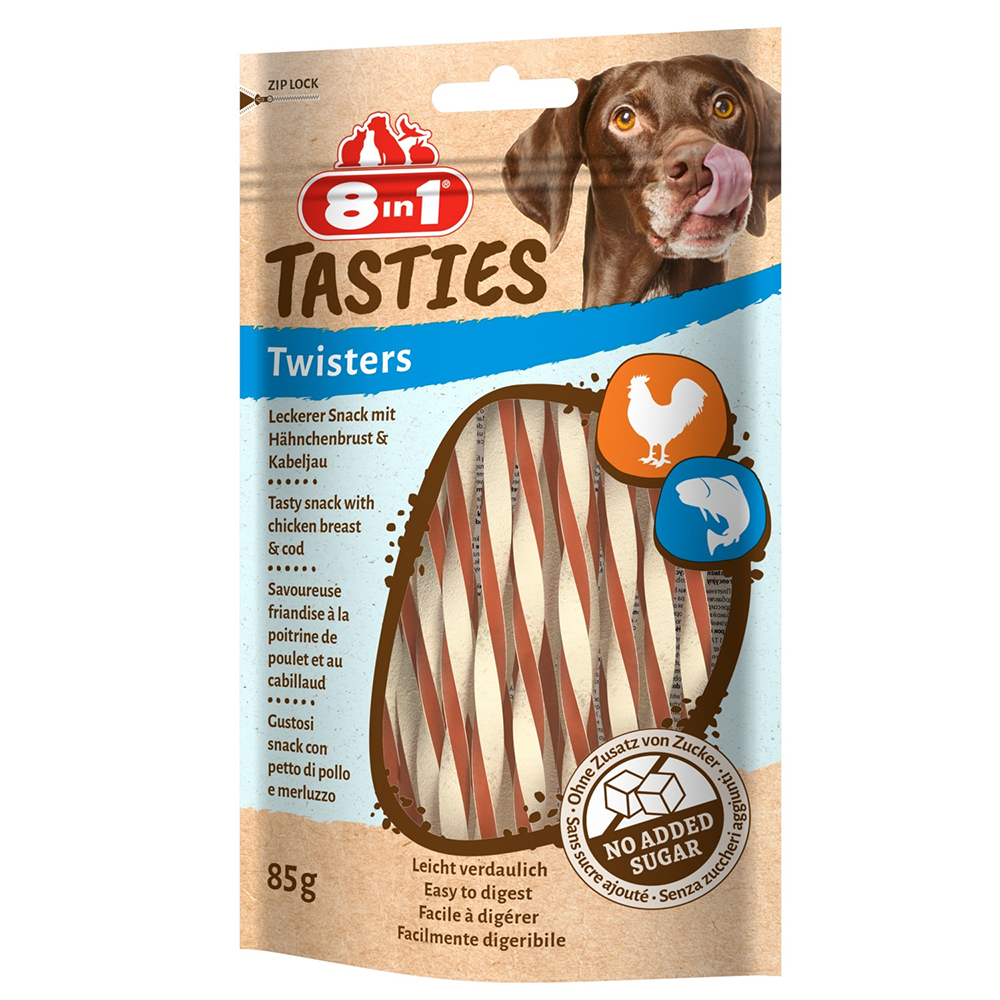 3 + 1 gratis! 4 x 85 g 8in1 Tasties Hundesnacks - Huhn Twisters 3 + 1 gratis! 4 x 85 g 8in1 Tasties Hundesnacks - Huhn Twisters von 8in1