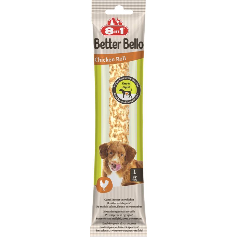 3 + 1 gratis! 4 x 8in1 Better Bello Hundesnacks - 4 Stück Chicken Roll von 8in1