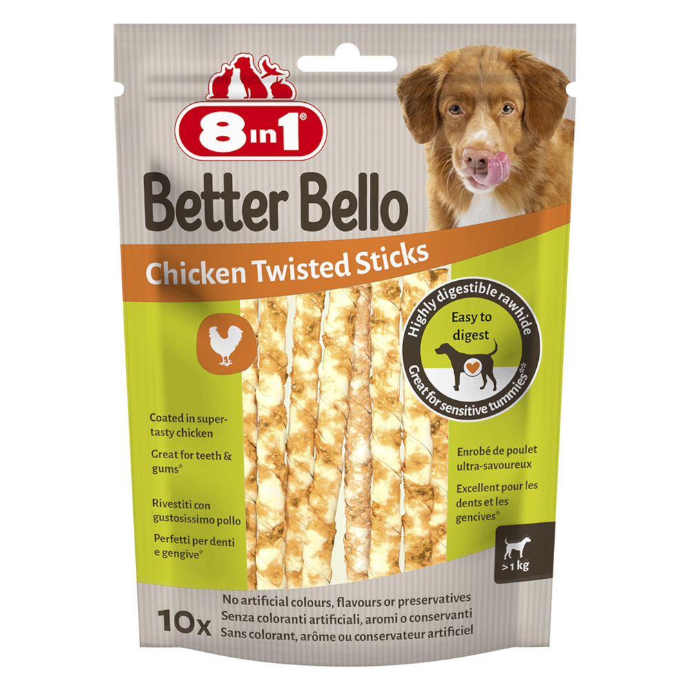 3 + 1 gratis! 4 x 8in1 Better Bello Hundesnacks - 4 x 60 g Chicken Twisted Sticks 3 + 1 gratis! 4 x 8in1 Better Bello Hundesnacks - 4 x 60 g Chicken Twisted Sticks von 8in1