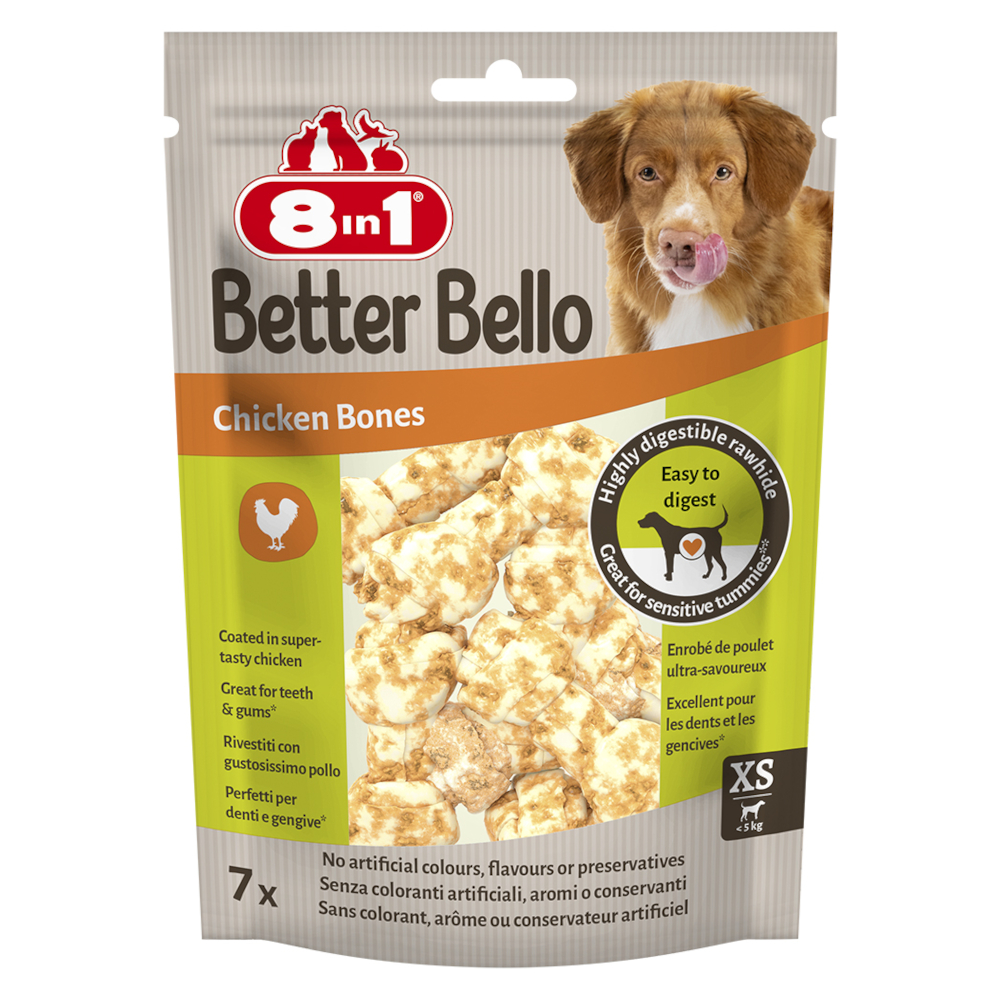 3 + 1 gratis! 4 x 8in1 Better Bello Hundesnacks - 4 x 7 Stück Hühnerknochen 3 + 1 gratis! 4 x 8in1 Better Bello Hundesnacks - 4 x 7 Stück Hühnerknochen von 8in1