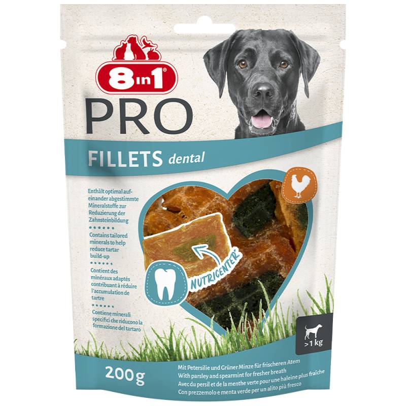 3 + 1 gratis! 4 x 8in1 Fillets Pro Snacks - 4 x 200 g Dental 3 + 1 gratis! 4 x 8in1 Fillets Pro Snacks - 4 x 200 g Dental von 8in1