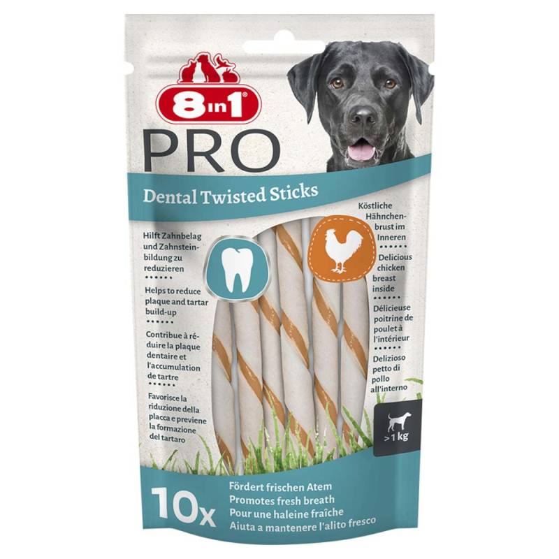 3 + 1 gratis! 4 x 8in1 Pro Dental Huhn - 4 x 10 Stück Twisted Sticks 3 + 1 gratis! 4 x 8in1 Pro Dental Huhn - 4 x 10 Stück Twisted Sticks von 8in1