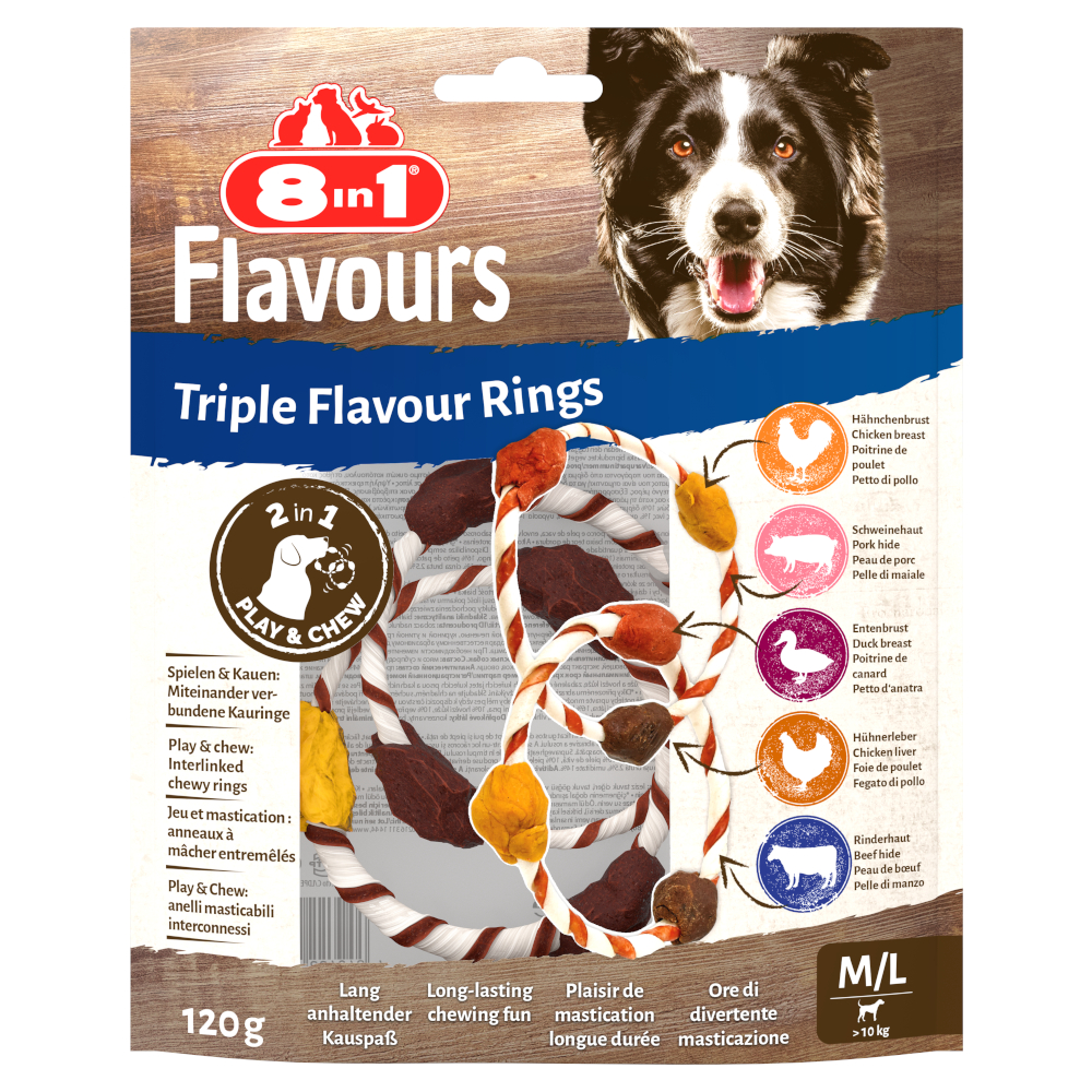 3 + 1 gratis! 4 x 8in1 Triple Flavour - 4 x 120 g Ringe 3 + 1 gratis! 4 x 8in1 Triple Flavour - 4 x 120 g Ringe von 8in1