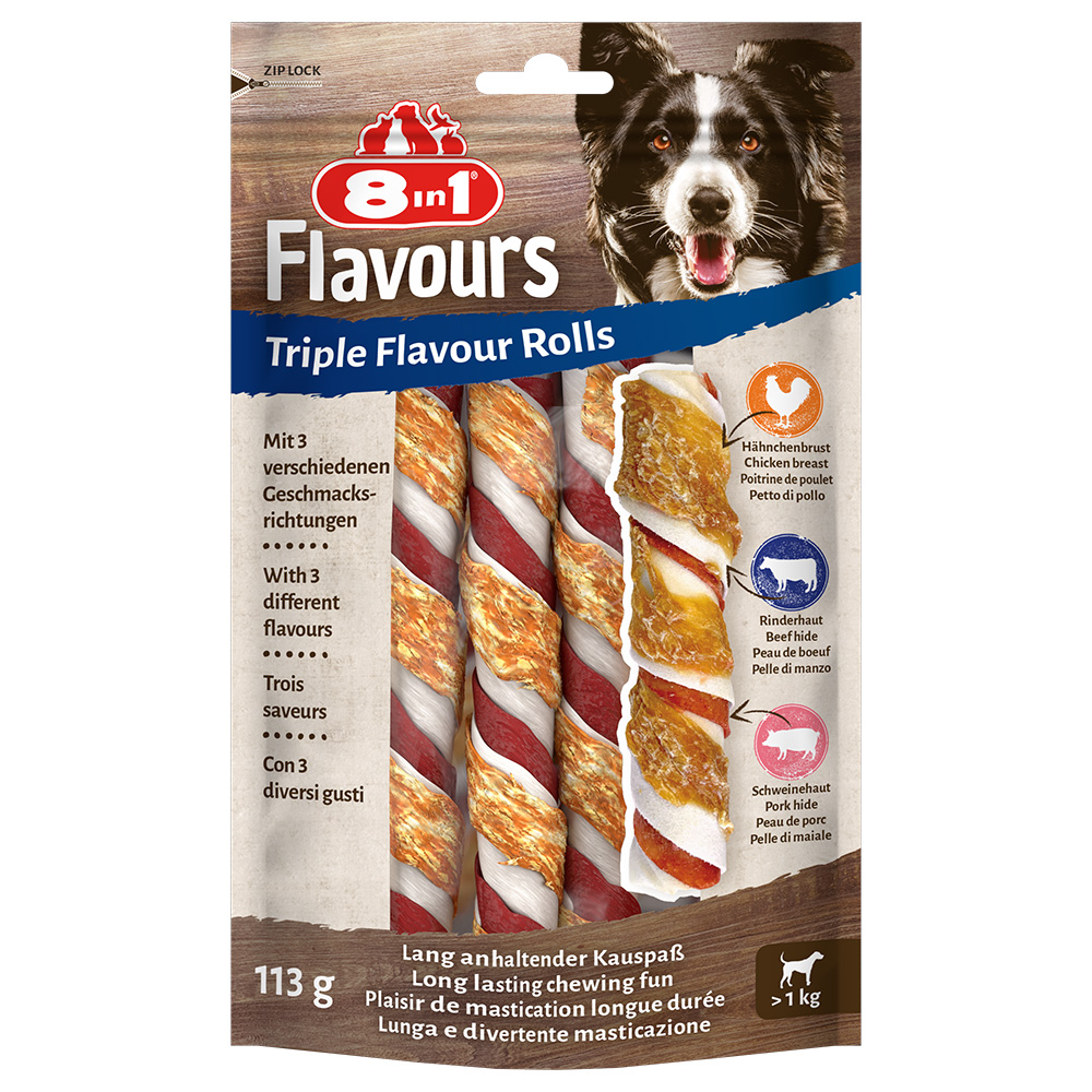 3 + 1 gratis! 4 x 8in1 Triple Flavour - 4 x 3 Stück Rolls Kaustangen 3 + 1 gratis! 4 x 8in1 Triple Flavour - 4 x 3 Stück Rolls Kaustangen von 8in1