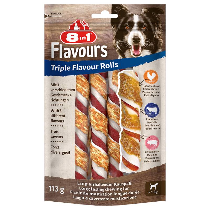 3 + 1 gratis! 4 x 8in1 Triple Flavour - 4 x 3 Stück Rolls Kaustangen von 8in1