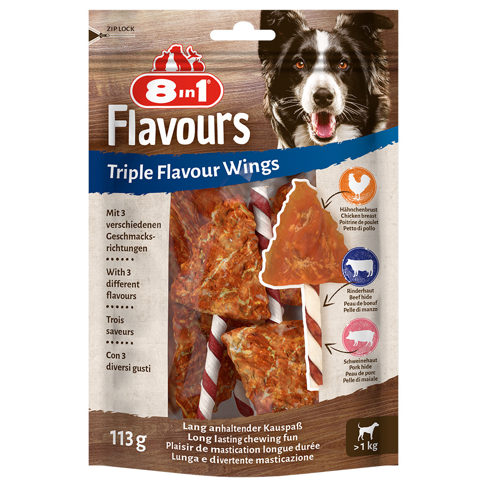 3 + 1 gratis! 4 x 8in1 Triple Flavour - 4 x 6 Stück Wings Kaustangen 3 + 1 gratis! 4 x 8in1 Triple Flavour - 4 x 6 Stück Wings Kaustangen von 8in1