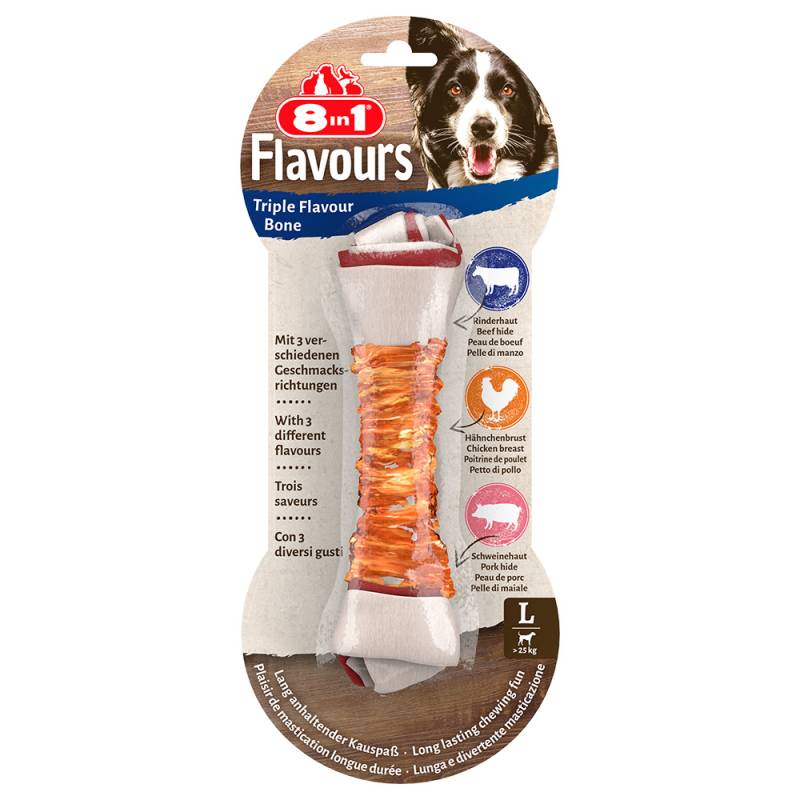 3 + 1 gratis! 4 x 8in1 Triple Flavour - 4 x 85 g Kauknochen L von 8in1