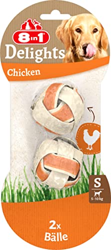 8in1 Delights Chicken Balls S - gesunder Kausnack für Hunde, hochwertiges Hähnchenfleisch eingewickelt in Rinderhaut, 2 Stück von 8in1
