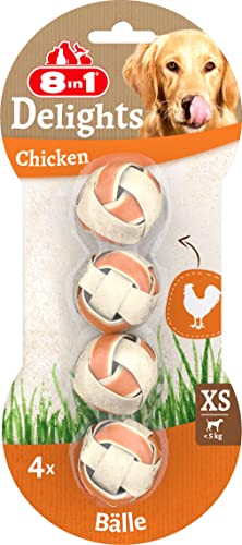 8in1 Delights Chicken Balls XS - gesunder Kausnack für Hunde, hochwertiges Hähnchenfleisch eingewickelt in Rinderhaut, 4 Stück von 8in1