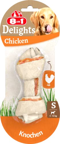 8in1 Delights Chicken Knochen S - gesunder Kauknochen für kleine Hunde, hochwertiges Hähnchenfleisch eingewickelt in Rinderhaut, 1 Stück von 8in1