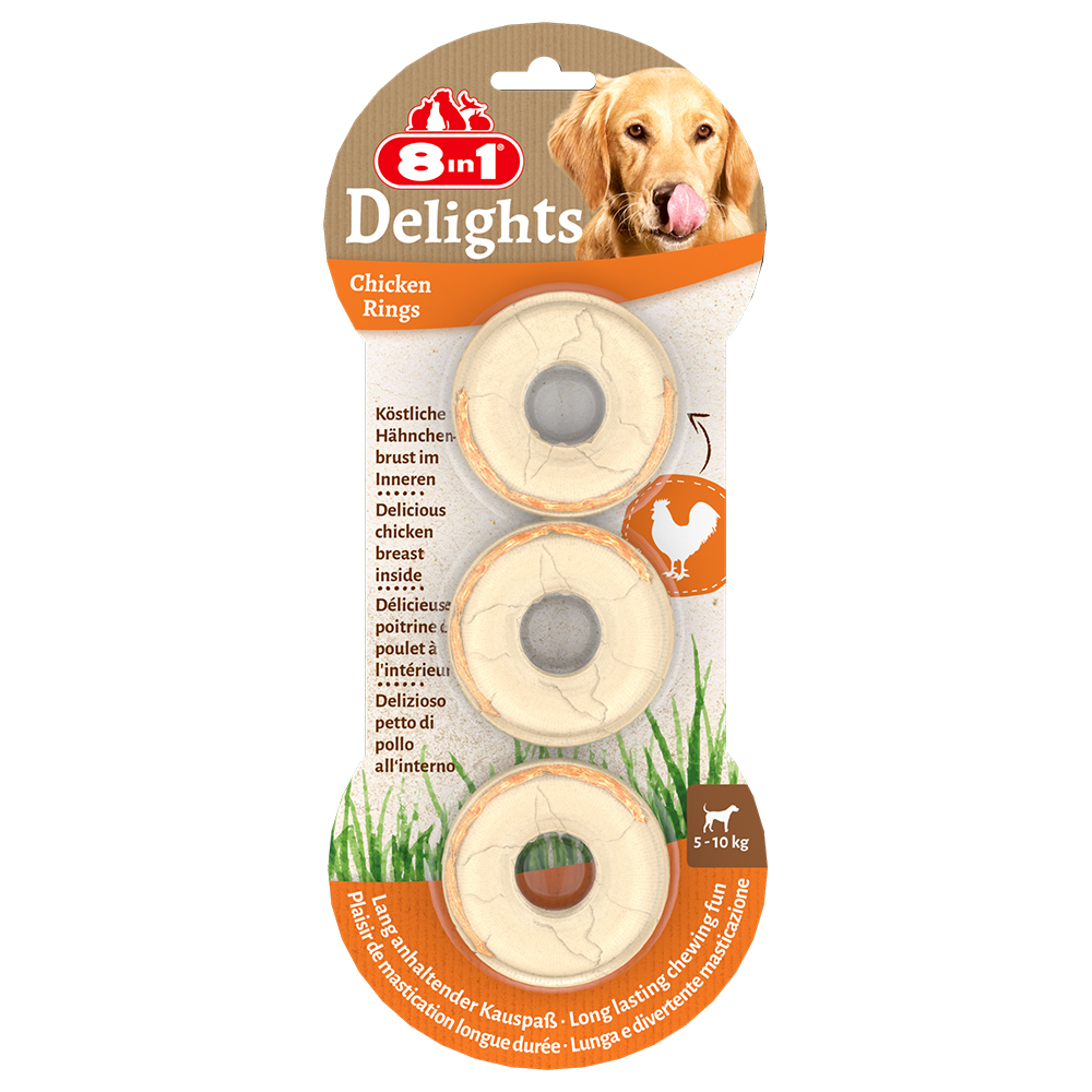 8in1 Delights Kauringe Huhn - Sparpaket: 6 x 119 g (18 Stück) von 8in1