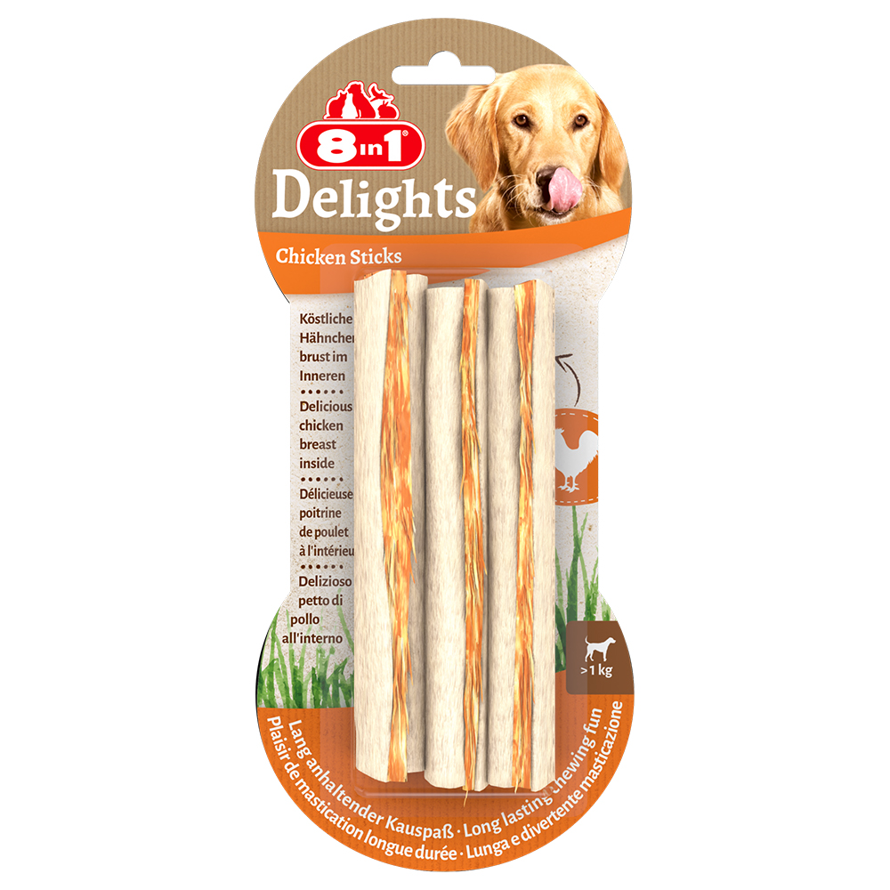 8in1 Delights Kausticks Huhn - Sparpaket: 6 x 75 g (18 Stück) von 8in1