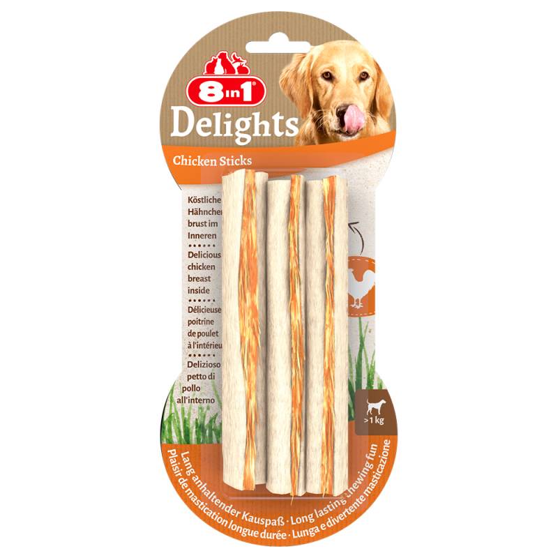 8in1 Delights Kausticks Huhn - Sparpaket: 6 x 75 g (18 Stück) von 8in1