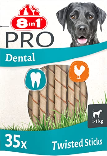 8in1 Pro Dental Twisted Sticks - gesunde Kaustangen für Hunde zur Zahnpflege, 35 Stück von 8in1