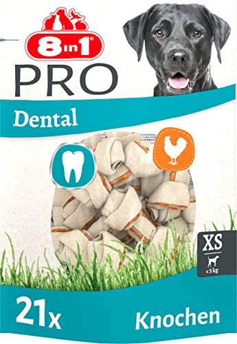 8in1 Pro Dental Knochen XS - gesunde Kauknochen für mini Hunde zur Zahnpflege, 21 Stück von 8in1