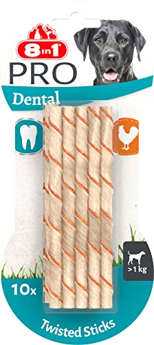 8in1 Pro Dental Twisted Sticks - gesunde Kaustangen für Hunde zur Zahnpflege, 10 Stück von 8in1