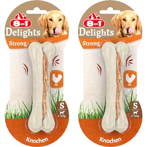 8in1 Delights Strong Knochen S - extra starker Kauknochen für kräftig kauende kleine Hunde, 1 Stück (Packung mit 2) von 8in1