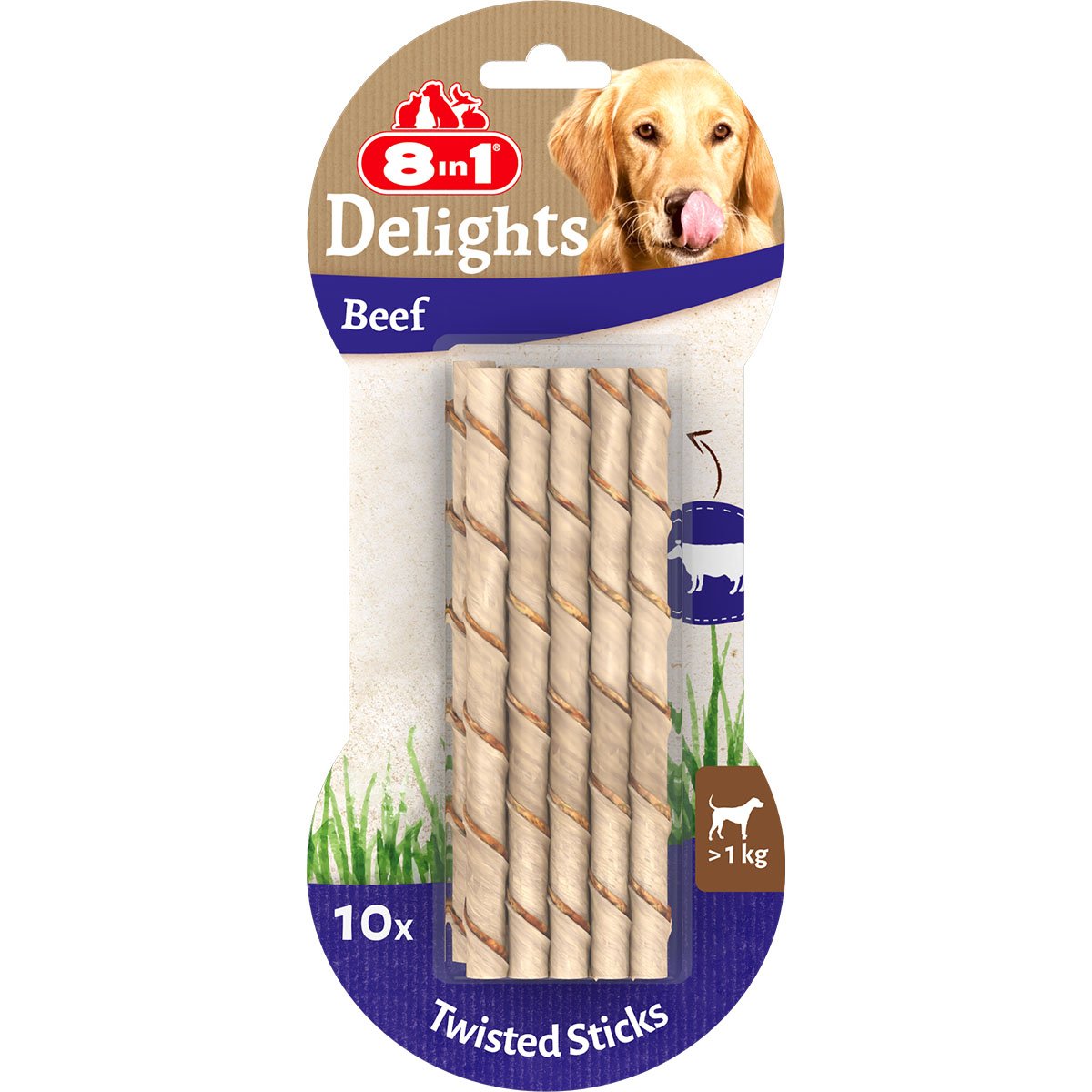 8in1 Hundesnack Delights Beef Twisted Sticks 10 Stück von 8in1