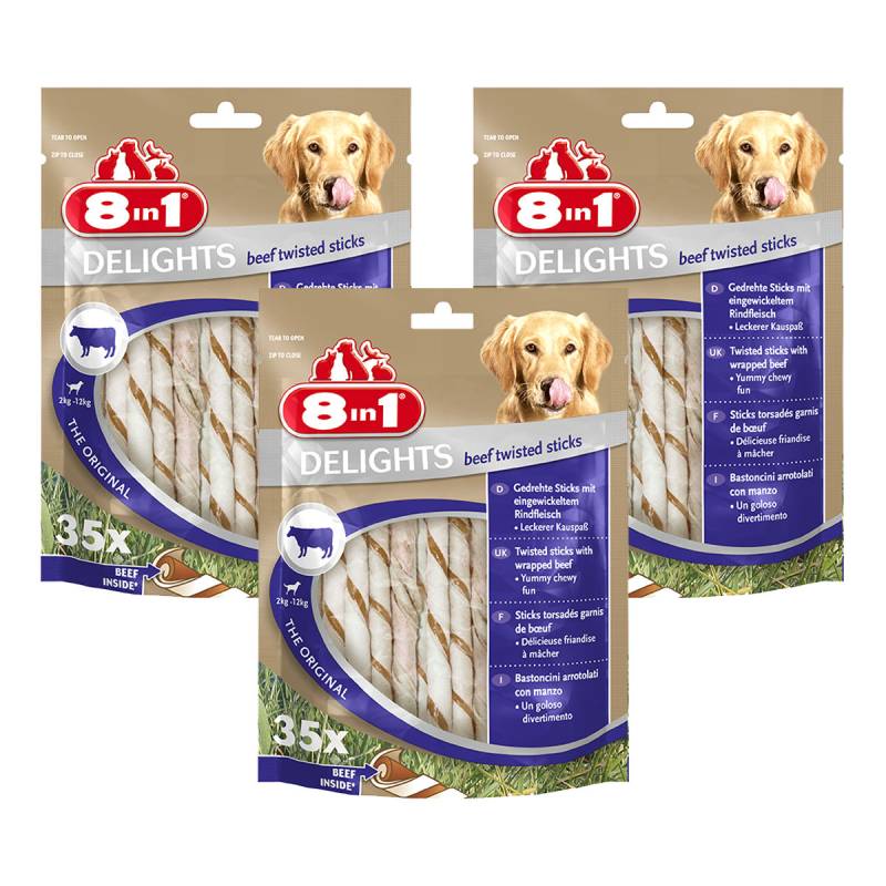 8in1 Hundesnack Delights Beef Twisted Sticks 105 Stück von 8in1