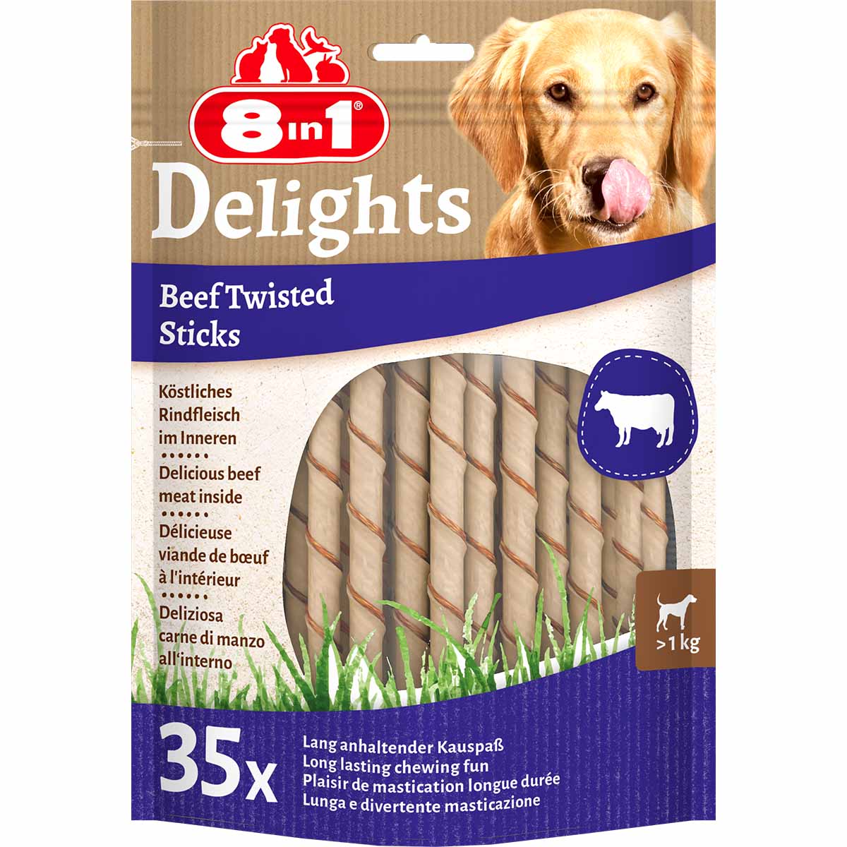 8in1 Hundesnack Delights Beef Twisted Sticks 35 Stück von 8in1