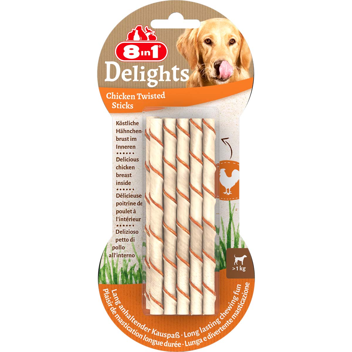 8in1 Hundesnack Delights Chicken Twisted Sticks 10 Stück von 8in1