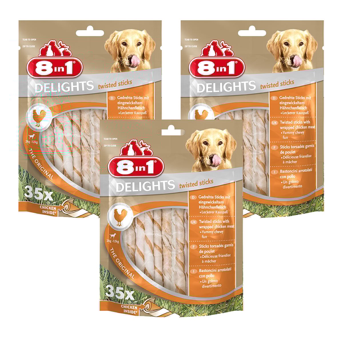 8in1 Hundesnack Delights Chicken Twisted Sticks 105 Stück 8in1 Hundesnack Delights Chicken Twisted Sticks 105 Stück von 8in1