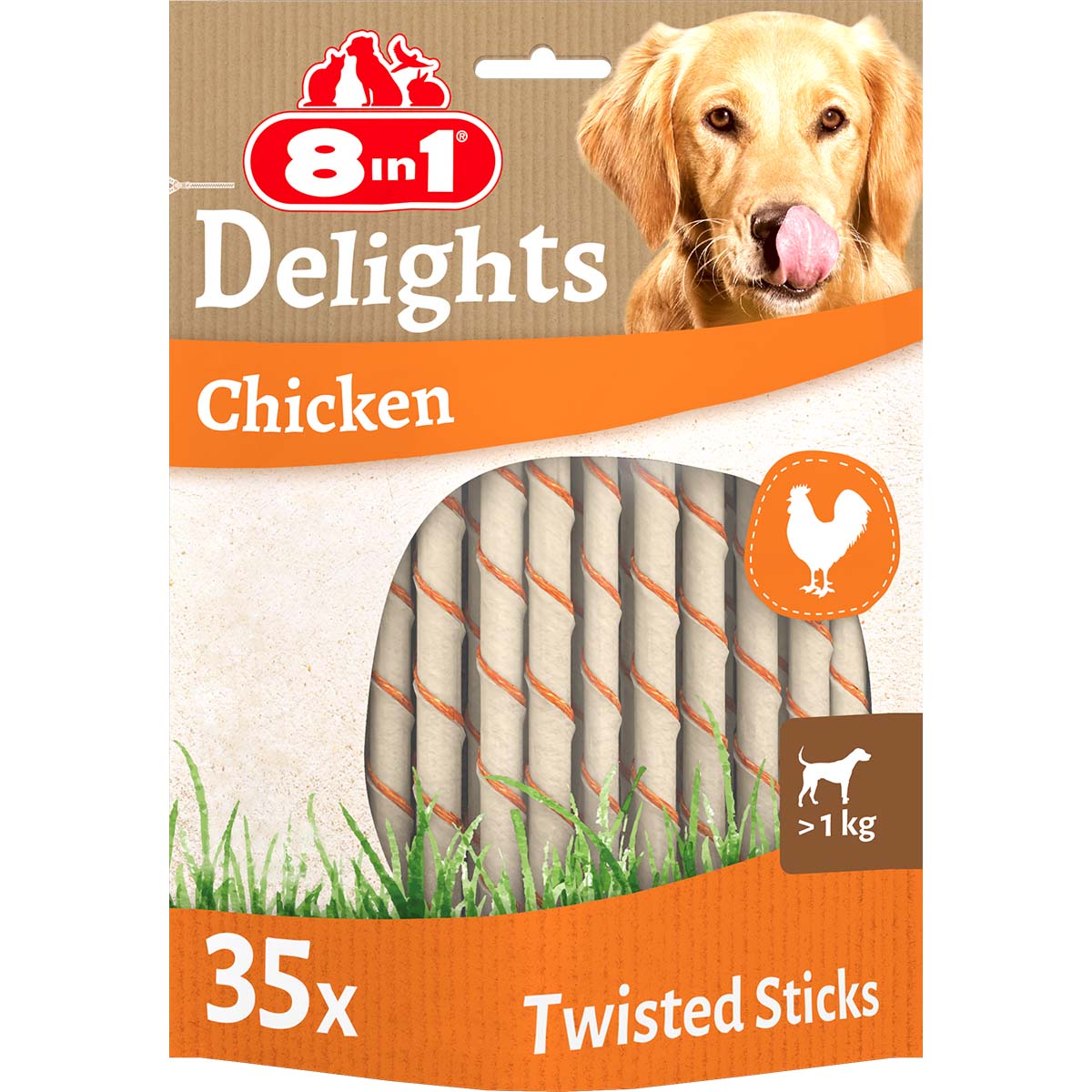 8in1 Hundesnack Delights Chicken Twisted Sticks 35 Stück von 8in1