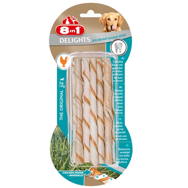 8in1 Hundesnack Delights pro dental Twisted Sticks 10 Stück von 8in1