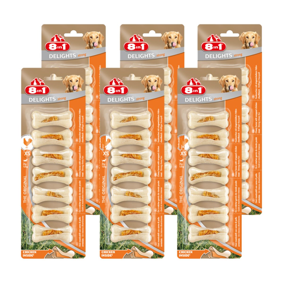 8in1 Hundesnacks Delights Kauknochen Strong XS 6x7 Stück von 8in1