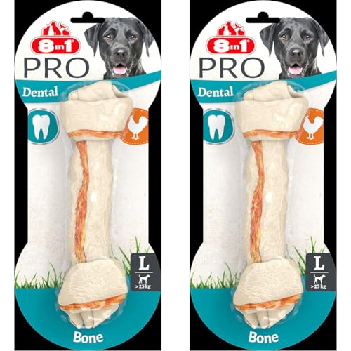8in1 Pro Dental Knochen L - gesunder Kauknochen für große Hunde zur Zahnpflege, 1 Stück (Packung mit 2) von 8in1