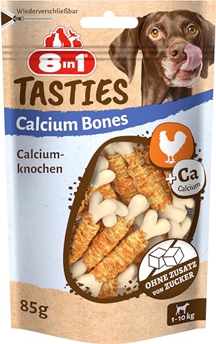 8in1 Tasties Calcium Bones Calziumknochen - mit Hähnchenbrust umwickelte kleine Knochen, 85 g von 8in1