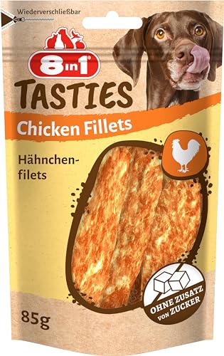 8in1 Tasties Chicken Fillets Hunde-Snack - getreidefreie Leckerlis aus köstlicher Hähnchenbrust, 85 g von 8in1