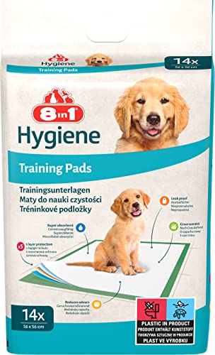 8in1 Training Pads - Unterlagen für die Welpen-Erziehung und für ältere, inkontinente oder kranke Hunde, 5-lagiger Schutz mit Grasduft, 1 Paket (14 Stück) von 8in1