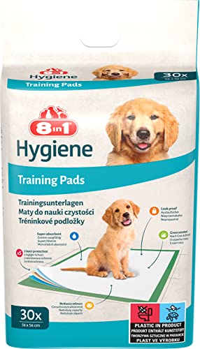 8in1 Training Pads - Unterlagen für die Welpen-Erziehung und für ältere, inkontinente oder kranke Hunde, 5-lagiger Schutz mit Grasduft, 1 Paket (30 Stück) von 8in1