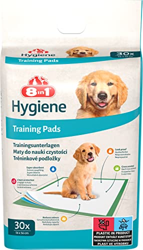 8in1 Training Pads - Unterlagen für die Welpen-Erziehung und für ältere, inkontinente oder kranke Hunde, 5-lagiger Schutz mit Grasduft, 1 Paket (30 Stück) von 8in1