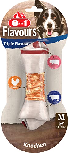 8in1 Triple Flavour Knochen M - leckerer Hundeknochen mit Hähnchenfilet, Schweine- und Rinderhaut, 1 Stück von 8in1