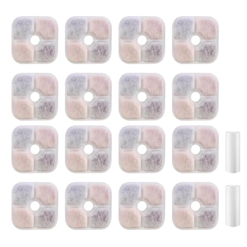 16 Stück Katzenbrunnen Filter für Pixi Trinkbrunnen, Harz aktivierte DREI Layer Filtrationssystem, Filtersystem Ersatzfilter für Filter Katzenbrunnen für Katze Ersatzfilter (White, One Size) von 95sCloud-1