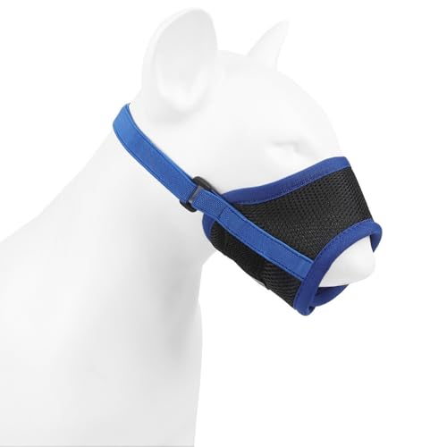 Maulkorb Für Hunde, Verstellbare Schlaufe Maulkorb, Atmungsaktiv, Sicherer, Schneller Sitz Für Kleine, Mittelgroße Hunde, Verhindert Das Beißen, Kauen Und Bellen (Blue, L) von 95sCloud-1
