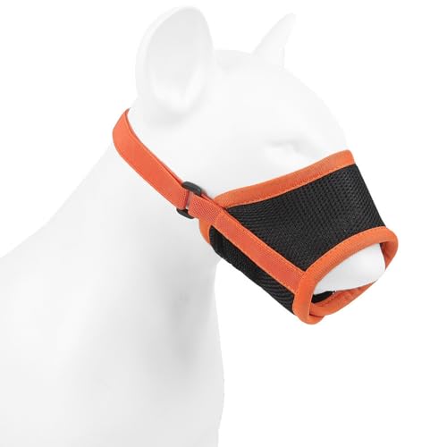 Maulkorb Für Hunde, Verstellbare Schlaufe Maulkorb, Atmungsaktiv, Sicherer, Schneller Sitz Für Kleine, Mittelgroße Hunde, Verhindert Das Beißen, Kauen Und Bellen (Orange, M) von 95sCloud-1
