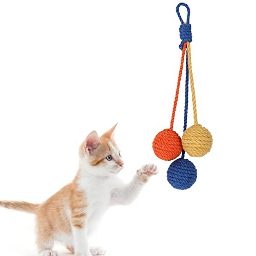 Bunter Kratzball für Katzen, buntes Spielzeug, multifunktionales Haustier-Kratzspielzeug, einfach aufzuhängen, gewebter Ball, Kauspielzeug für Katzen, Kätzchen A/a von A/A