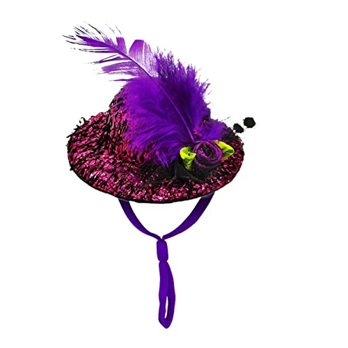Hühnerhut – Haustier-Sicherheitshelme – Zylinder lustiger kleiner Hut mit verstellbarem elastischem Kinnriemen für Tierkostüm (lebendige Farbe, zarter Stil) A/a von A/A